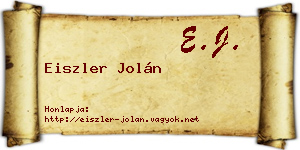 Eiszler Jolán névjegykártya
